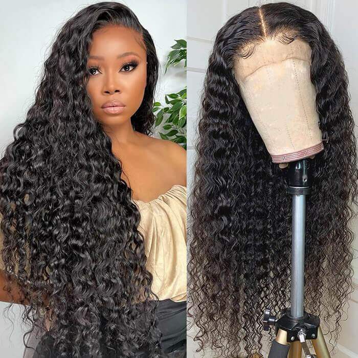 Stema 4X4/5x5/6x6/7x7 HD Lace Closure Deep Wave Wig Constructed By Bundles With Closure